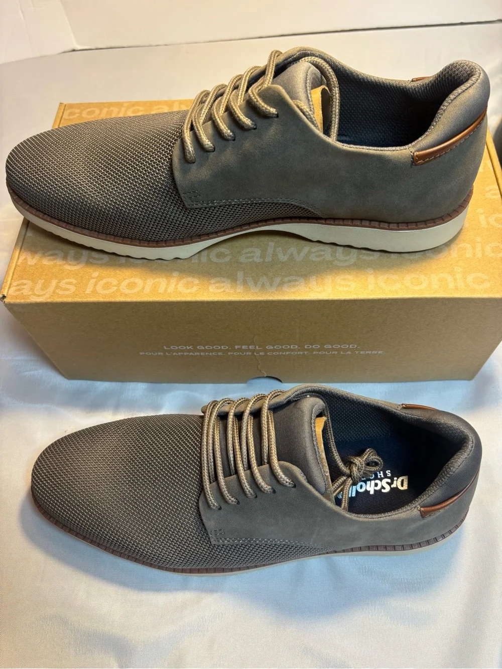 Dr. Scholl's Sync Men's Lace-Up Preppy Oxfords in Gray Size 10 New